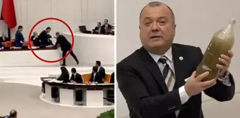 Meclis’te tansiyon yükseldi! Bakan Kurum, CHP’li vekilin getirdiği pis suyu yere fırlattı